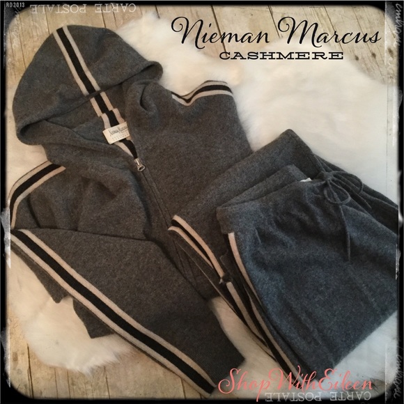 Neiman Marcus Tops - Neiman Marcus Cashmere Gray Jogger Suit Set